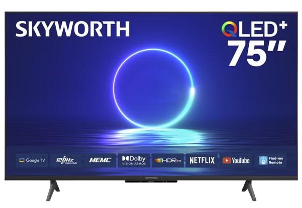 TV 75  SMART SKYWORTH QLED 4K GOOGLE HDMI/USB/AV/RF/LAN/OPT