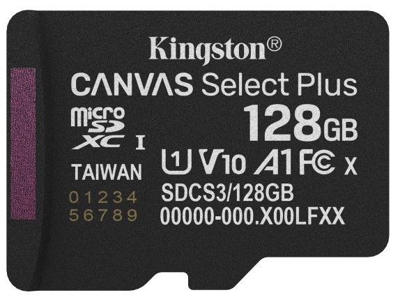 CARTÃO DE MEMÓRIA MICRO SDXC 128GB KINGSTON CANVAS GO! PLUS GEN 3 CL10 UHS-I U3 170MB/SC/ADAPTADOR PRETO