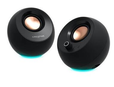 COLUNA CREATIVE PEBBLE PRO 2.0 MULTIMÉDIA RGB 30W RMS BT/USB-C/3.5MM PRETA